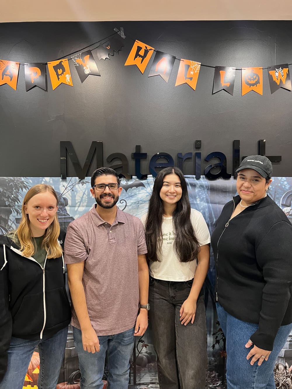 Halloween group photo of Material staff